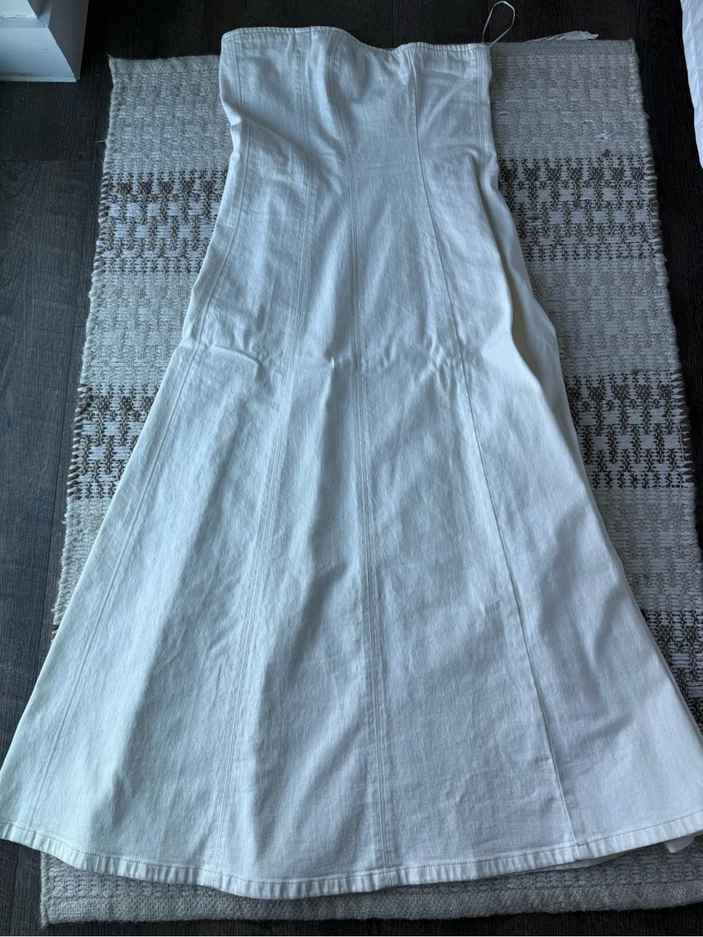 Abercrombie & Fitch Strapless Cream Maxi Denim Dress